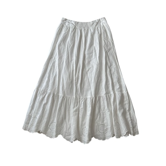 J. Mclaughlin Hope Maxi Skirt Womens Size Large White Linen Blend Lace Eyelet - Picture 6 of 6